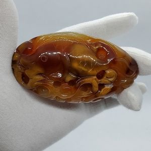 Rare Chinese Intricate Handcrafted Natural Carnelian Agate